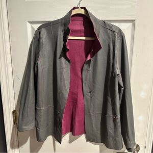Reversible Lamp Leather Gray and Fuscia  Women's Jacket